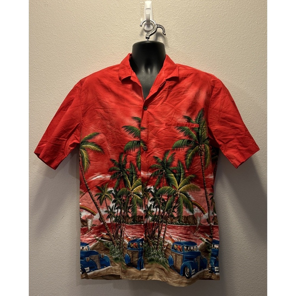 Vintage Royal Creations Hawaiian‎ Floral Multicolor Shirt Size Men's Large Woody
